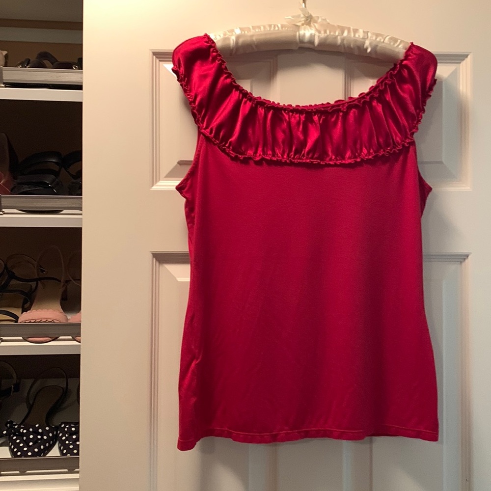 Ann Taylor Ruffe Top Blouse- Pink Size Small